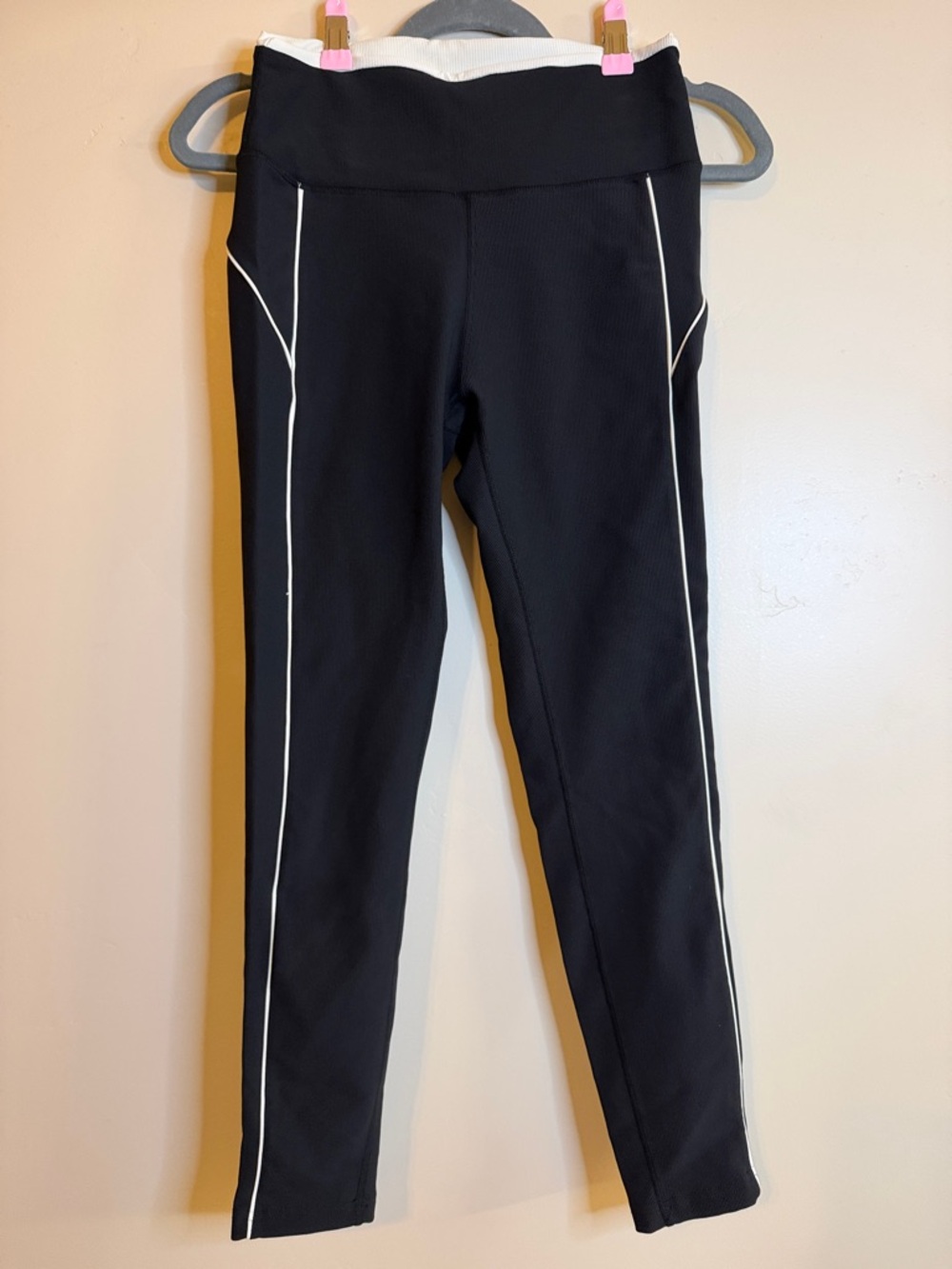 Willow Black Leggings with White Side Piping